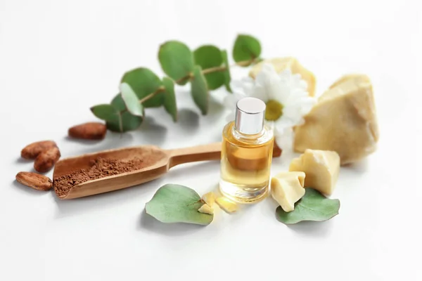 Ingredients for cocoa butter lotion — Stock Photo, Image