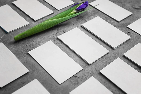 Business cards and iris flower — Stock Photo, Image