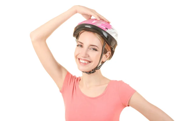 Hermosa joven ciclista — Foto de Stock