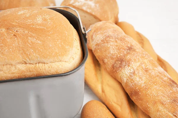 Loaf in bread machine — Stock Photo, Image