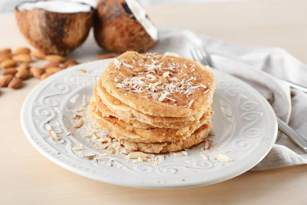 Delicious coconut pancakes — Stock Photo, Image