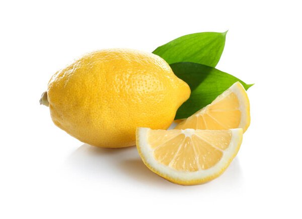 Fresh ripe lemon and slices 