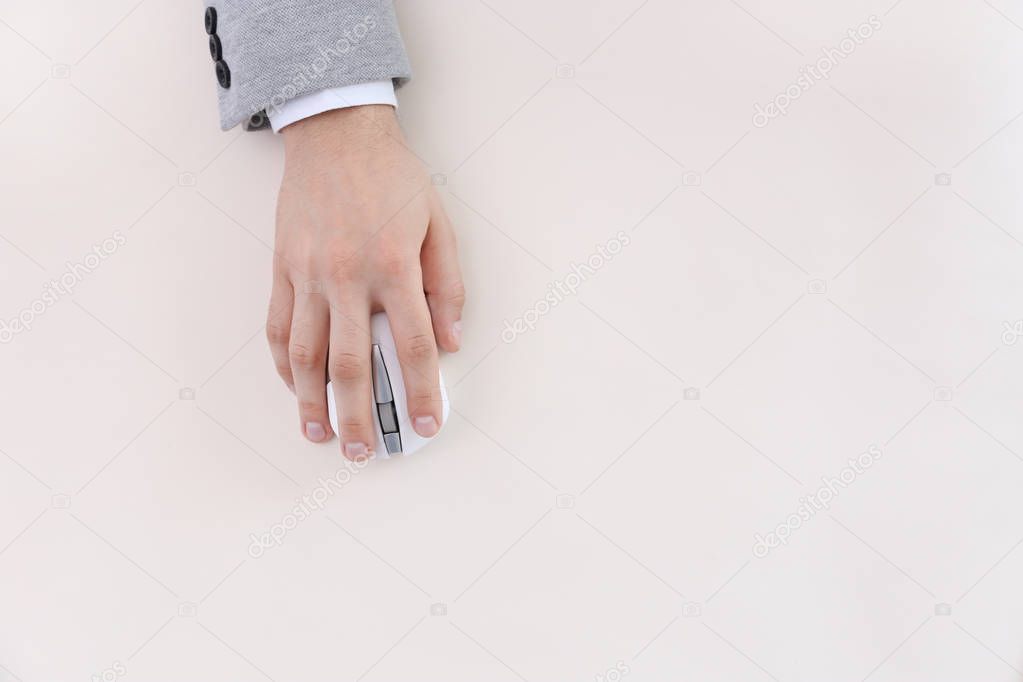 Male hand with computer mouse 