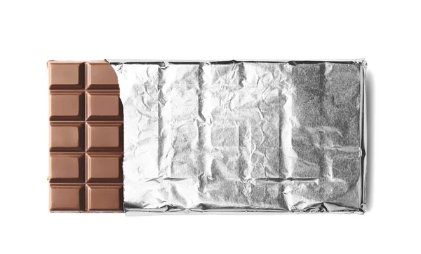 Chocolate bar in foil — Stock Photo, Image