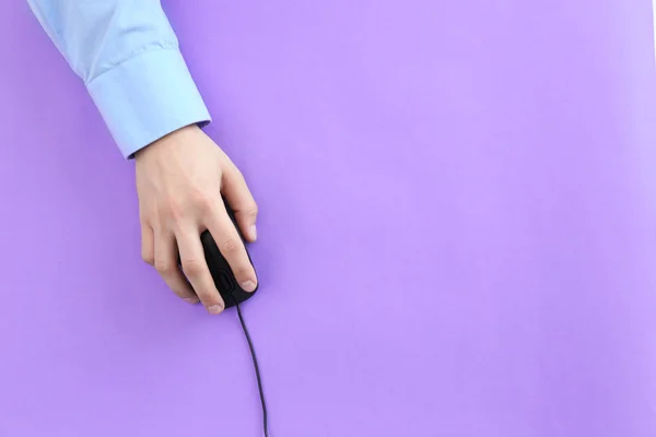 Male hand with computer mouse — Stock Photo, Image