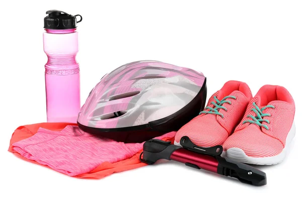 Bicycle accessories and biking clothes — Stock Photo, Image