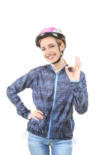 Güzel genç bisiklet binici — Stok fotoğraf