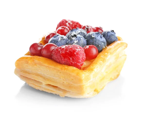 Pyszne ciasto francuskie z owocami — Zdjęcie stockowe