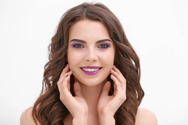 Young woman with lilac make up — Stock Photo, Image