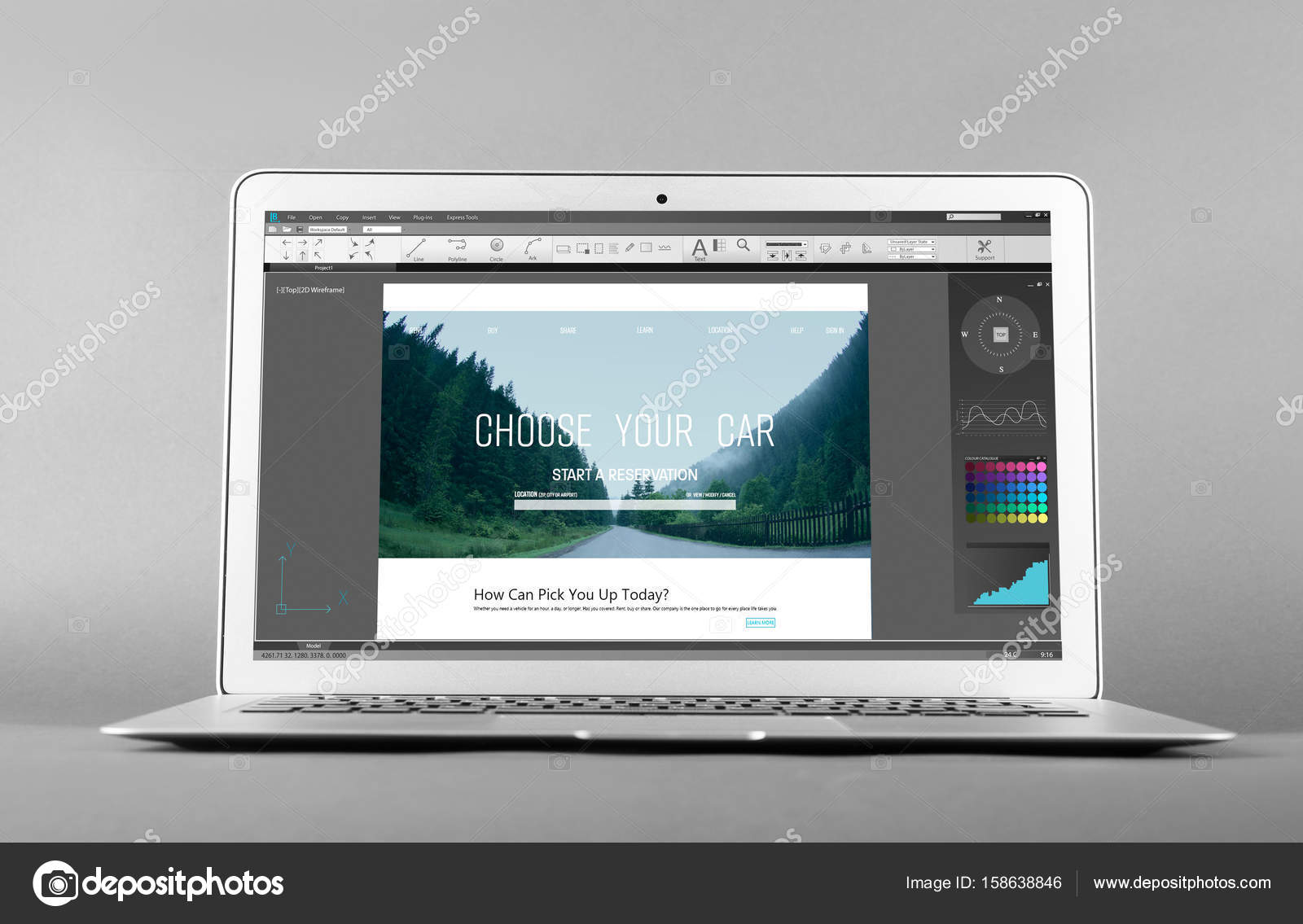 Laptop and interface of program for graphic design Stock Photo by ...