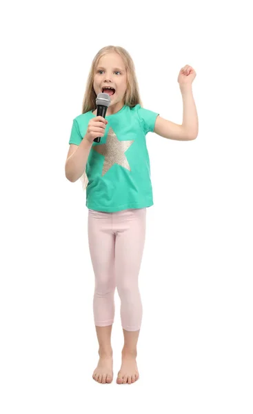 Chica divertida con micrófono —  Fotos de Stock