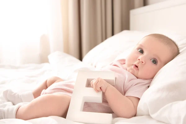 Little baby with letter — Stock Photo, Image