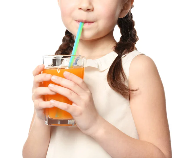 Linda niña bebiendo jugo —  Fotos de Stock