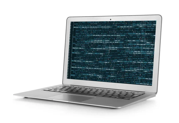 Laptop- en programmeer-script — Stockfoto