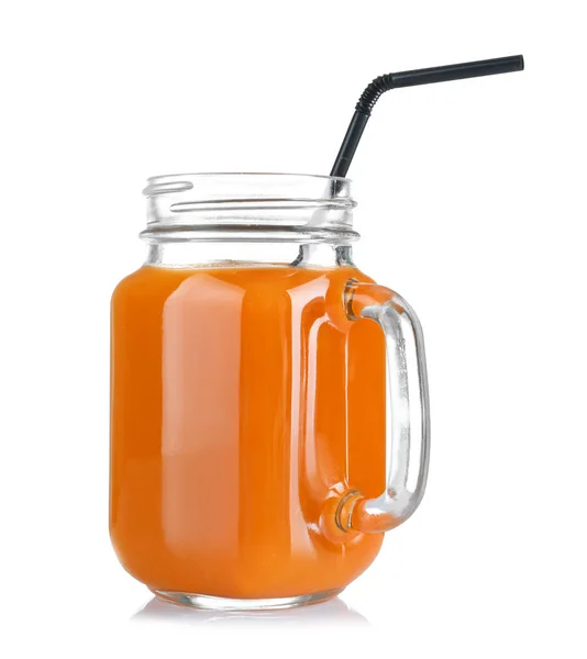 Mason jar of delicious carrot juice — Stock Photo, Image