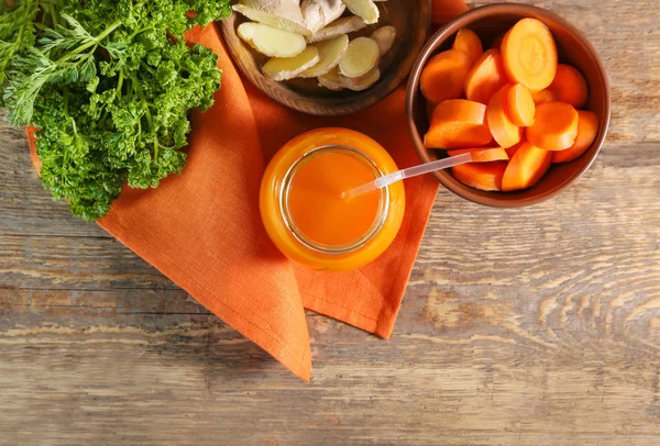 Vaso di succo di carota — Foto Stock