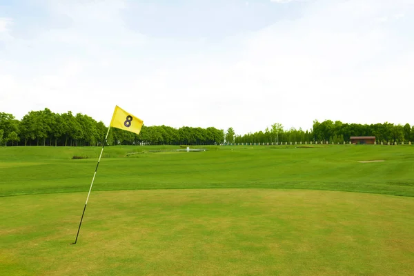 Paisaje con gran campo de golf en el día de verano — Foto de Stock