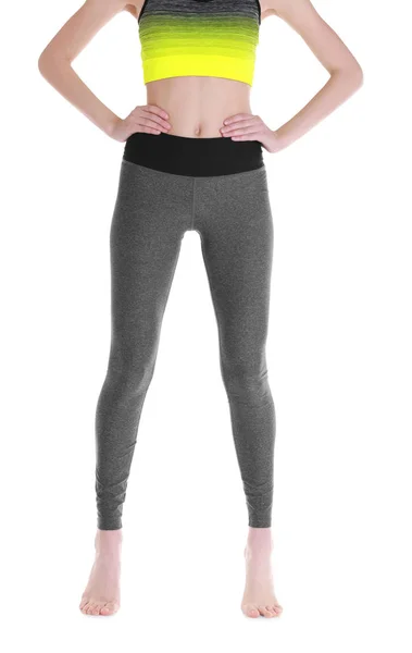 Girl in grey pants for yoga — Stock Photo, Image
