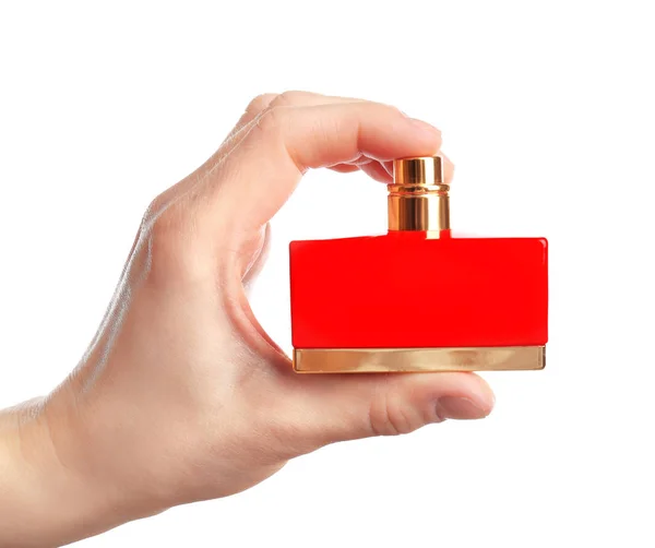 Kobiece ręki trzymającej butelki perfum — Zdjęcie stockowe