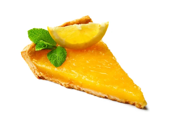 Köstliche Scheibe hausgemachte Torte mit Zitrone — Stockfoto