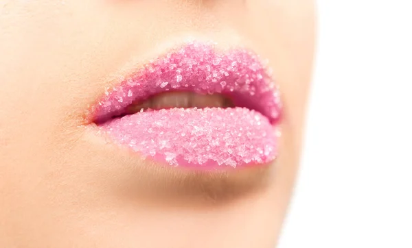 Woman with sugar lips — Stock Photo, Image