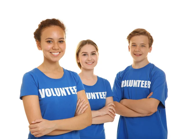 Jóvenes voluntarios alegres —  Fotos de Stock