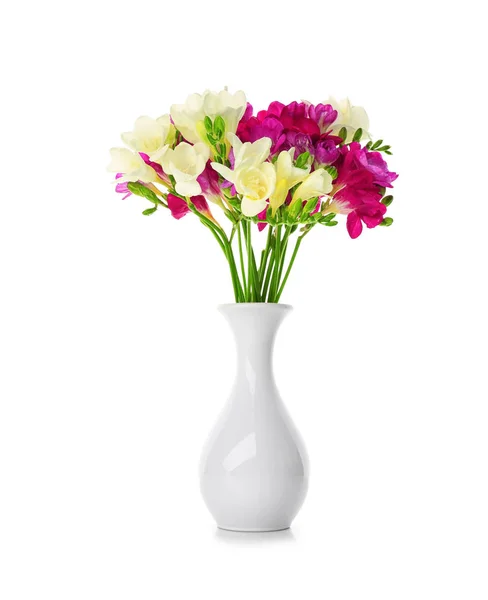 Beautiful freesia in vase — Stock Photo, Image