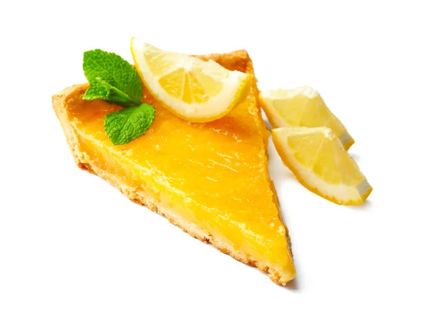 Delicious slice of homemade tart with lemon — Stock Photo, Image