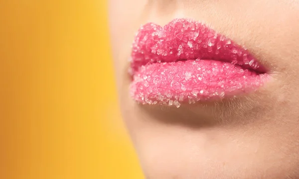 Woman with sugar lips — Stock Photo, Image