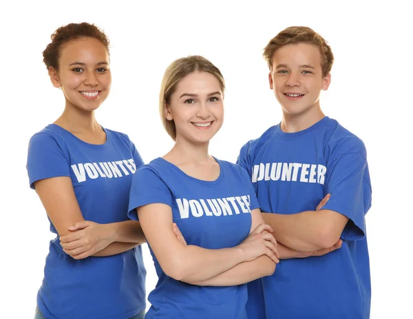 Jóvenes voluntarios alegres —  Fotos de Stock