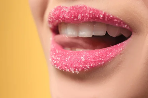Γυναίκα με ζάχαρη χείλη — Φωτογραφία Αρχείου