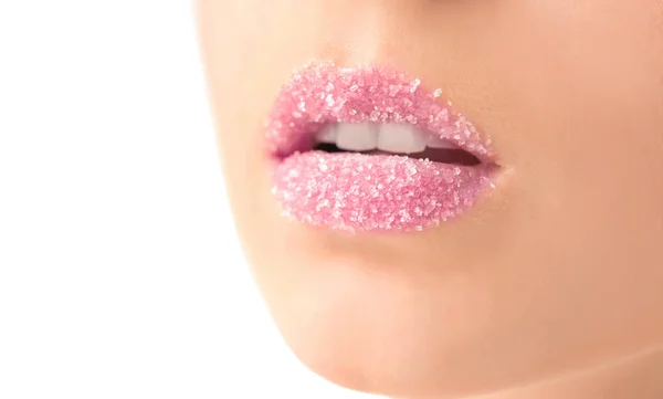 Woman with sugar lips — Stock Photo, Image