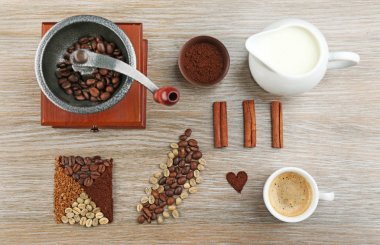 Taze kahve malzemeler ve aksesuarlar 