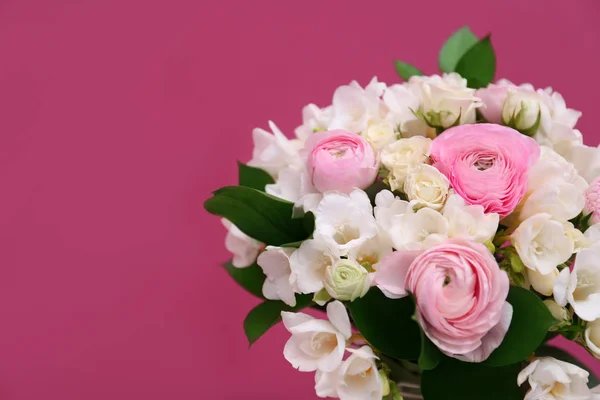 Beautiful bouquet with white freesia flowers — Stock Photo, Image