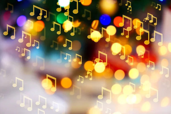 Muziek notities op wazig lights — Stockfoto