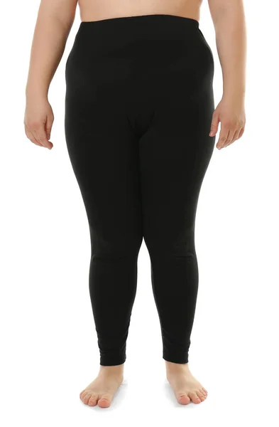 Mulher com excesso de peso em leggings pretos — Fotografia de Stock