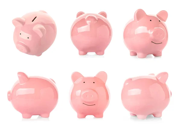 Different views of piggy bank — Stock Photo, Image