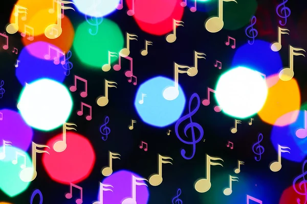 Notas musicales sobre luces borrosas — Foto de Stock