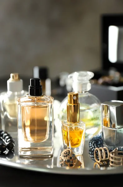 Tray with perfume bottles — Stock Photo, Image
