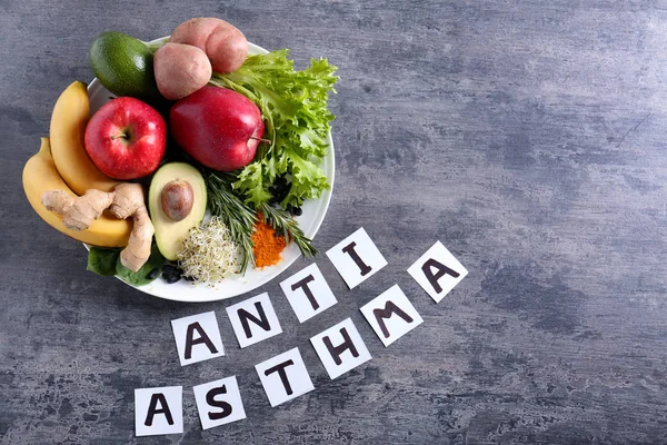 Producten en tekst Anti astma — Stockfoto