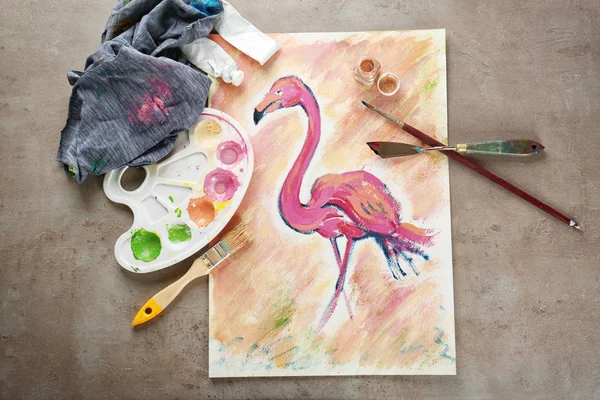 Masada sanatçı erzakla güzel flamingo resim — Stok fotoğraf