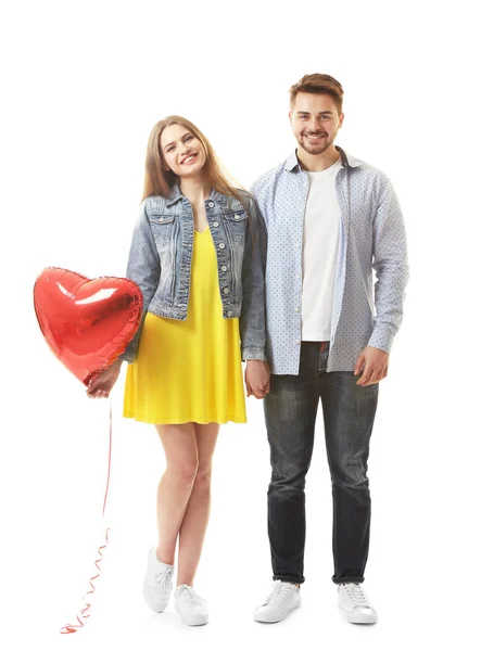 Cute young couple with balloon — Stock Photo, Image