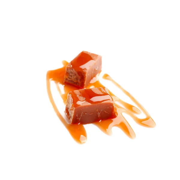 Molho de caramelo saboroso com doces — Fotografia de Stock