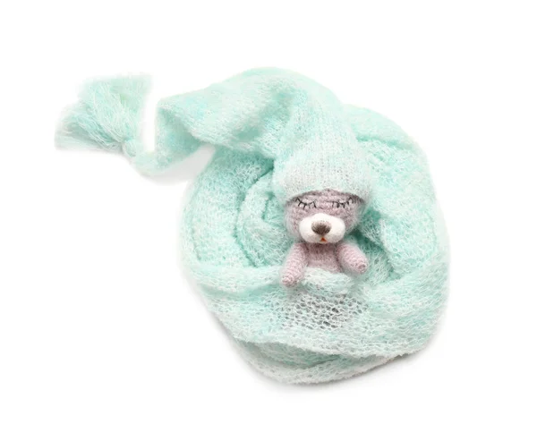 Jouet en laine avec vêtements de bébé — Photo