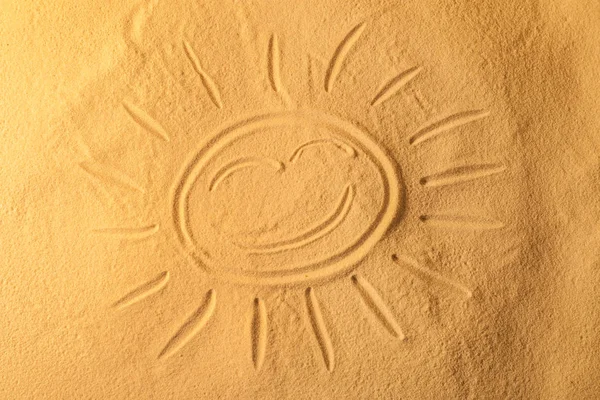 Sun drawn on sand — Stock Photo, Image