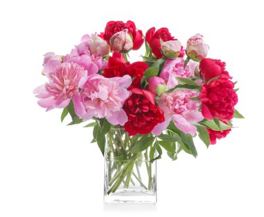 Cam vazo güzel peonies ile 