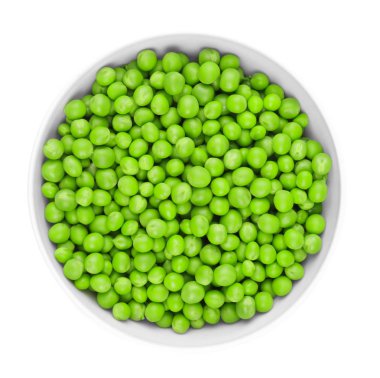 Taze yeşil bezelye ile kase