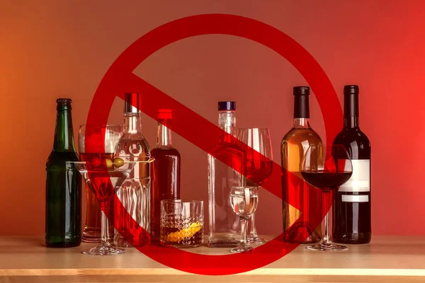 Bevande alcoliche diverse con STOP — Foto Stock