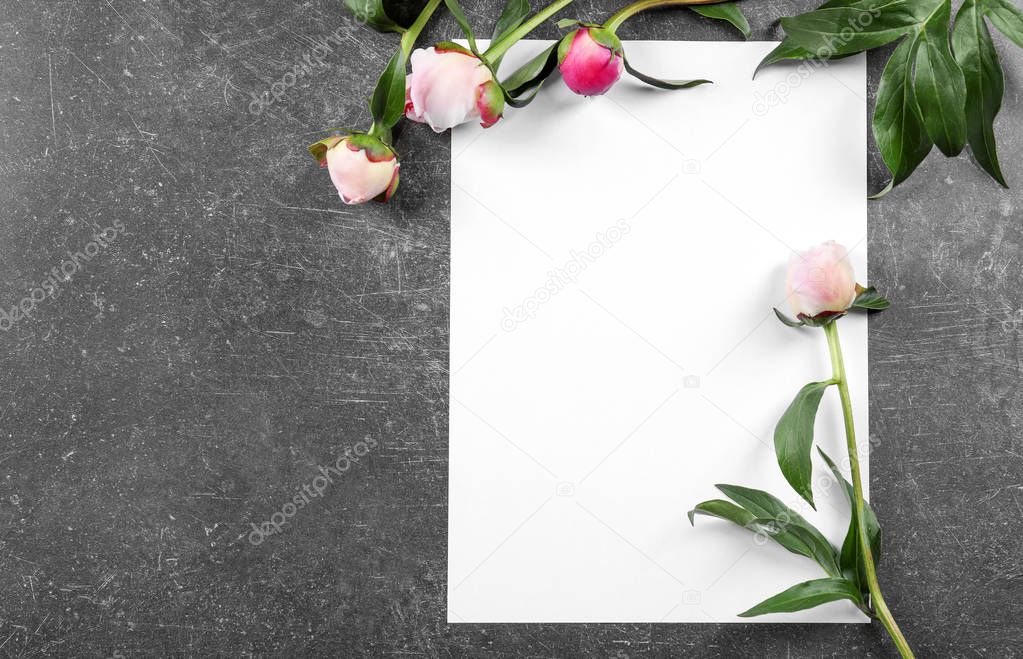 Composition of beautiful peonies 