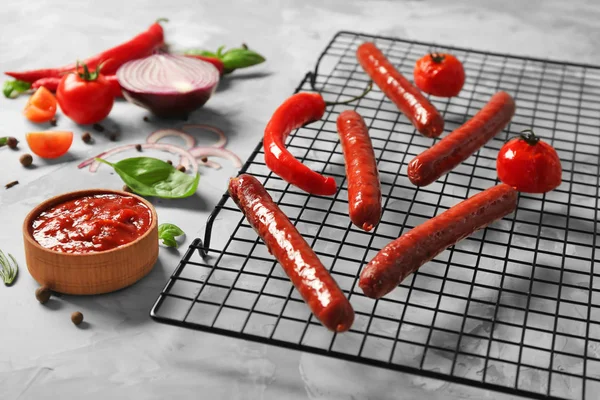 Composition with yummy sausages — Stock Photo, Image